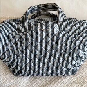 MZ Wallace Striped Quilted Tote in Blue and White